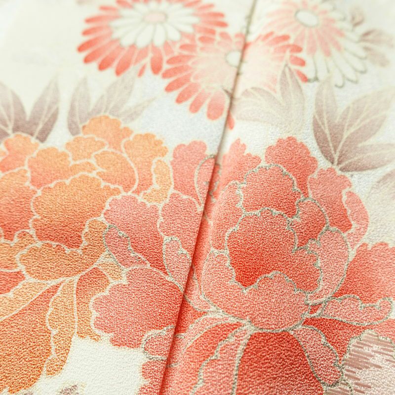 訪問着 良品 トールサイズ 正絹 花柄 袷仕立て 身丈170.5cm 裄丈67.5cm リサイクル着物 着物 刺繍 入学式 卒業式 七五三 お宮参り フォーマル 上品 ピンク_画像8