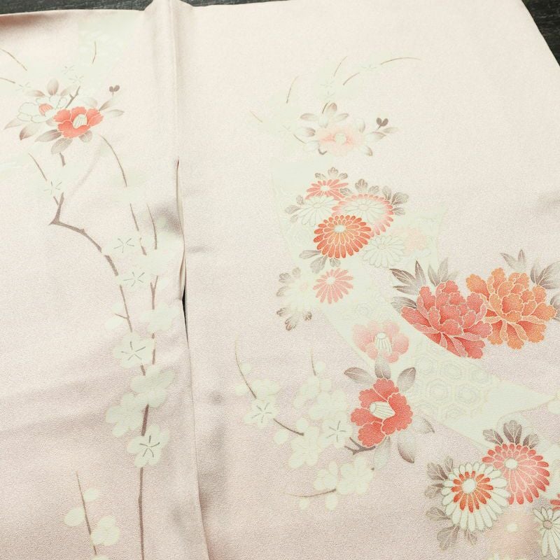訪問着 良品 トールサイズ 正絹 花柄 袷仕立て 身丈170.5cm 裄丈67.5cm リサイクル着物 着物 刺繍 入学式 卒業式 七五三 お宮参り フォーマル 上品 ピンク_画像15