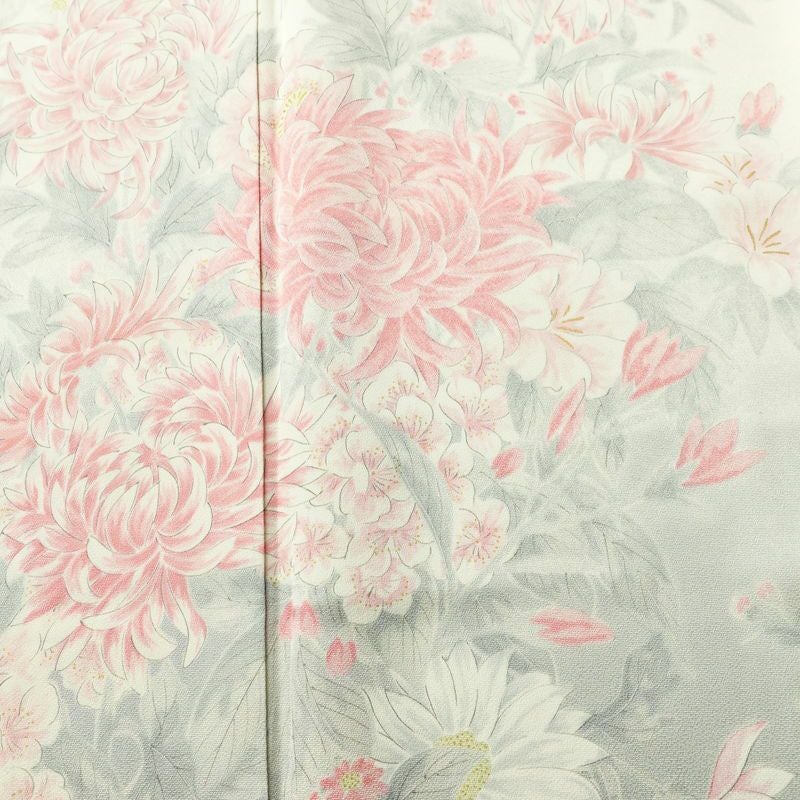 訪問着 正絹 花柄 袷仕立て 身丈162cm 裄丈66cm リサイクル着物 着物 金彩 入学式 卒業式 七五三 お宮参り フォーマル レトロ 白_画像6