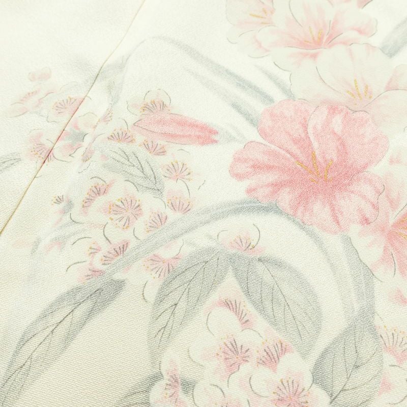 訪問着 正絹 花柄 袷仕立て 身丈162cm 裄丈66cm リサイクル着物 着物 金彩 入学式 卒業式 七五三 お宮参り フォーマル レトロ 白_画像19