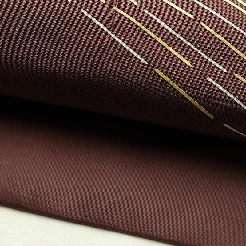 名古屋帯 太鼓柄 正絹 幾何学柄・抽象柄 名古屋仕立て なごや帯 リサイクル帯 帯 シンプル 小豆・エンジ_画像6