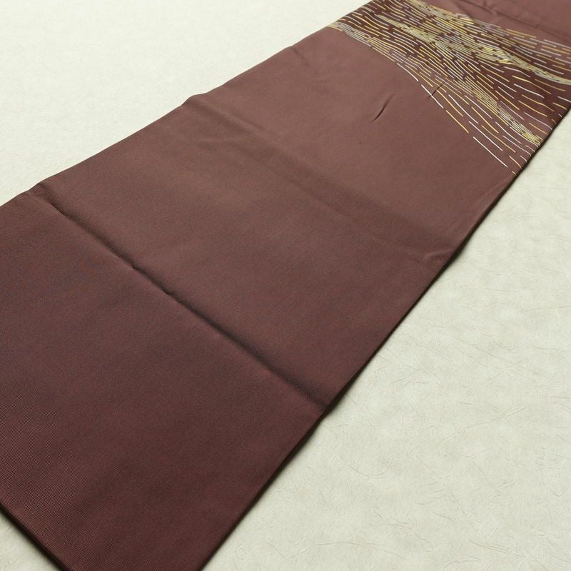 名古屋帯 太鼓柄 正絹 幾何学柄・抽象柄 名古屋仕立て なごや帯 リサイクル帯 帯 シンプル 小豆・エンジ_画像7