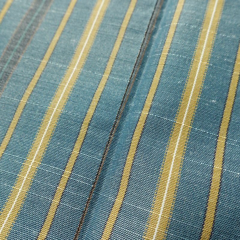 紬 ポリエステル 縞柄・線柄 袷仕立て 身丈163.5cm 裄丈66cm リサイクル着物 着物 モダン カジュアル 青・紺_画像9