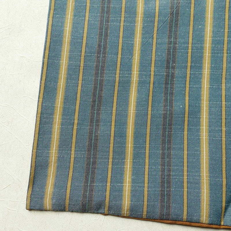 紬 ポリエステル 縞柄・線柄 袷仕立て 身丈163.5cm 裄丈66cm リサイクル着物 着物 モダン カジュアル 青・紺_画像12