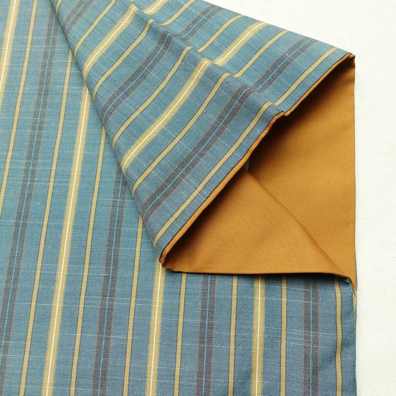 紬 ポリエステル 縞柄・線柄 袷仕立て 身丈163.5cm 裄丈66cm リサイクル着物 着物 モダン カジュアル 青・紺_画像14