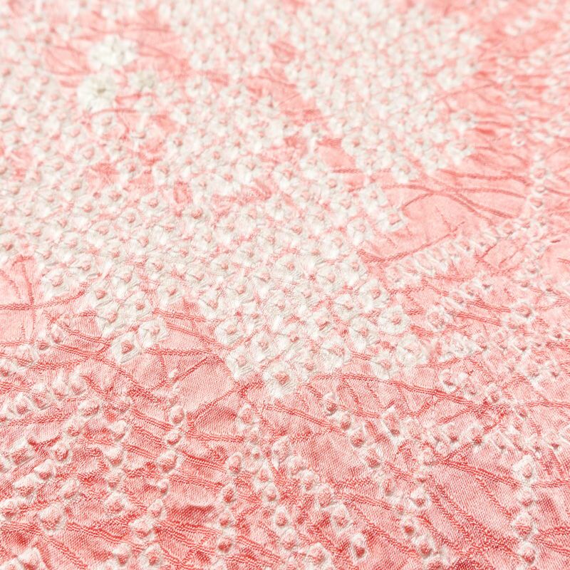 訪問着 絞り 綸子 正絹 古典柄 袷仕立て 身丈164cm 裄丈66.5cm リサイクル着物 着物 フォーマル 粋 ピンク_画像7