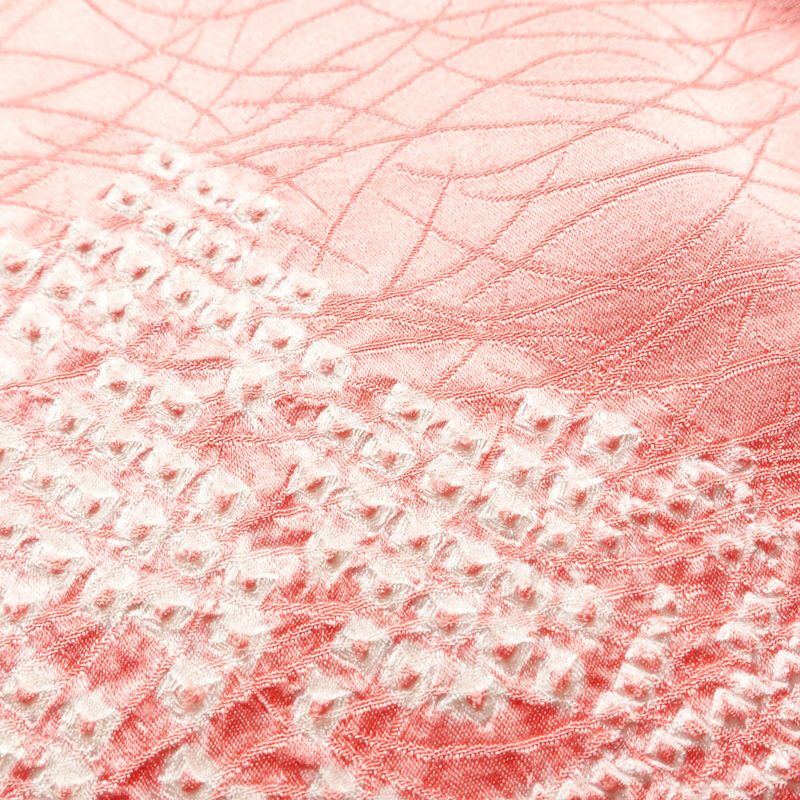 訪問着 絞り 綸子 正絹 古典柄 袷仕立て 身丈164cm 裄丈66.5cm リサイクル着物 着物 フォーマル 粋 ピンク_画像10