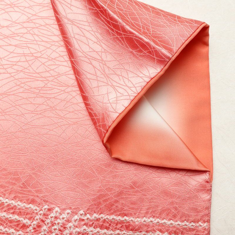 訪問着 絞り 綸子 正絹 古典柄 袷仕立て 身丈164cm 裄丈66.5cm リサイクル着物 着物 フォーマル 粋 ピンク_画像12