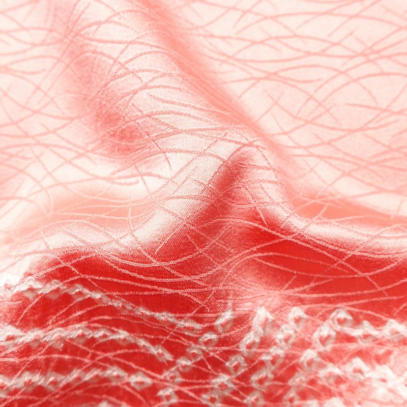 訪問着 絞り 綸子 正絹 古典柄 袷仕立て 身丈164cm 裄丈66.5cm リサイクル着物 着物 フォーマル 粋 ピンク_画像19