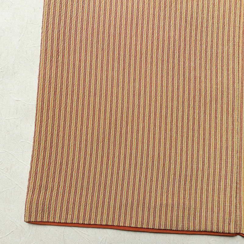 単衣 小紋 縮緬 ポリエステル 縞柄・線柄 単衣仕立て 身丈160cm 裄丈67cm リサイクル着物 着物 シンプル ベージュ_画像12