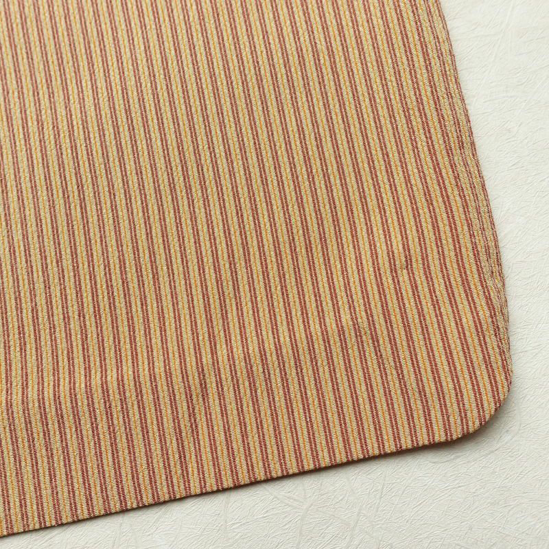 単衣 小紋 縮緬 ポリエステル 縞柄・線柄 単衣仕立て 身丈160cm 裄丈67cm リサイクル着物 着物 シンプル ベージュ_画像15