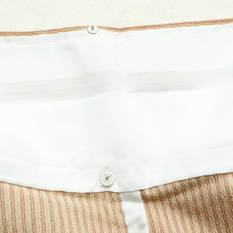 単衣 小紋 縮緬 ポリエステル 縞柄・線柄 単衣仕立て 身丈160cm 裄丈67cm リサイクル着物 着物 シンプル ベージュ_画像20