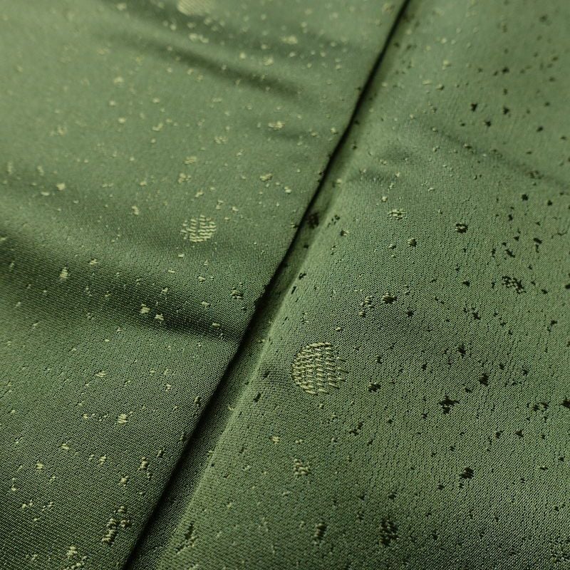 小紋 良品 しつけ糸付き 正絹 花柄 袷仕立て 身丈153cm 裄丈64cm リサイクル着物 着物 緑・うぐいす色_画像10