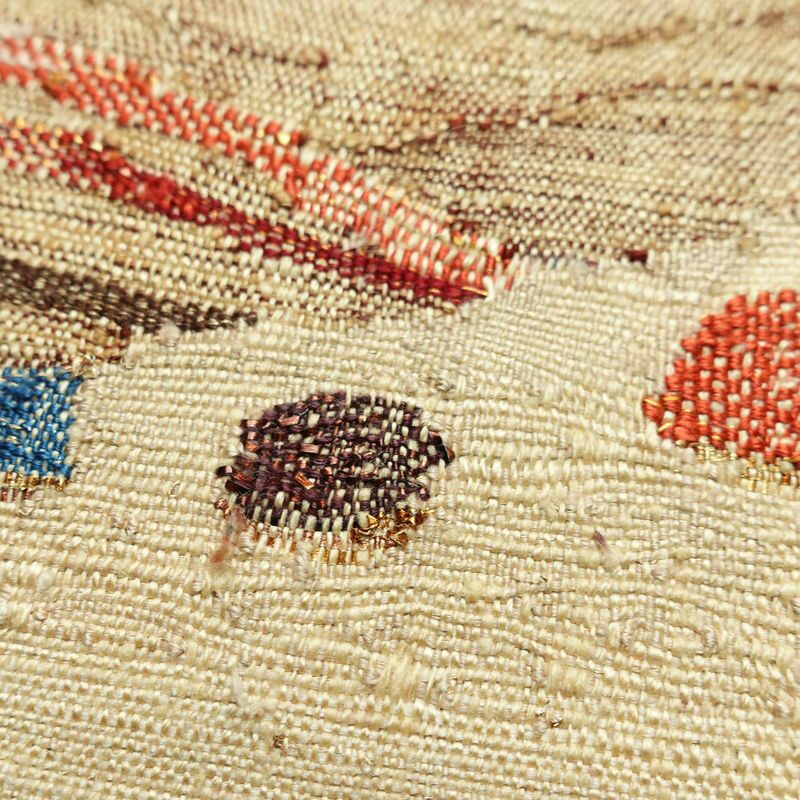 名古屋帯 太鼓柄 良品 正絹 幾何学柄・抽象柄 松葉仕立て なごや帯 リサイクル帯 帯 紬地 ベージュ_画像3