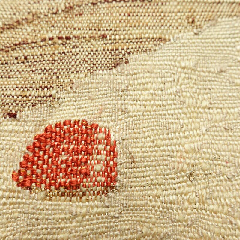 名古屋帯 太鼓柄 良品 正絹 幾何学柄・抽象柄 松葉仕立て なごや帯 リサイクル帯 帯 紬地 ベージュ_画像4