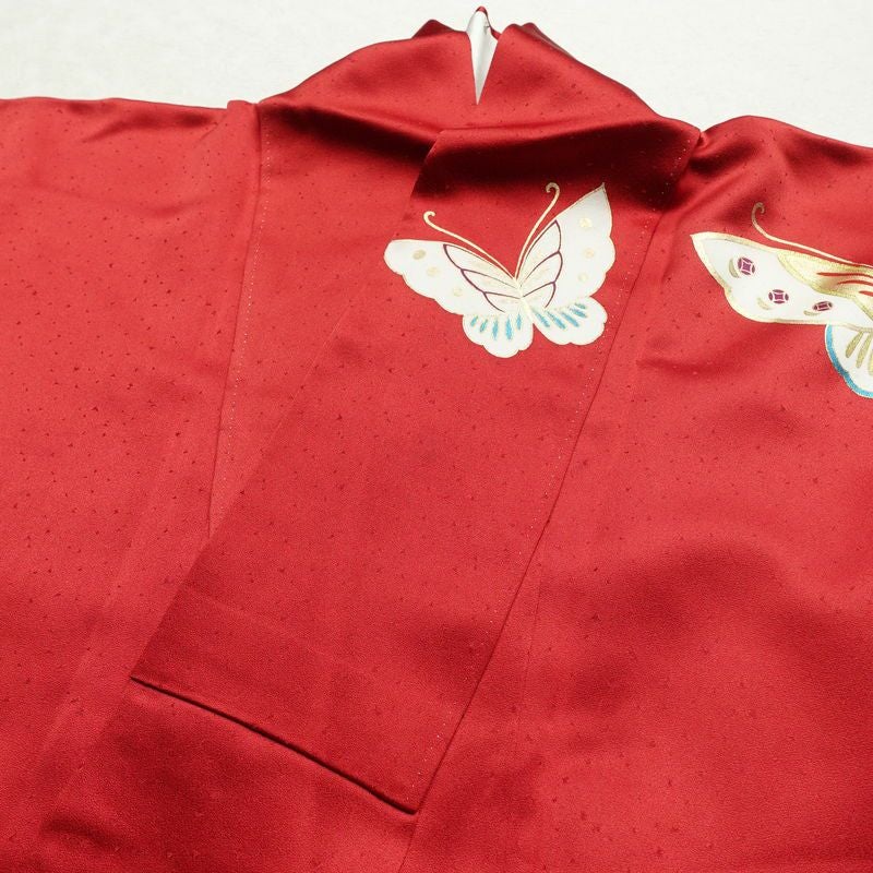 振袖 金駒刺繍 正絹 蝶・昆虫柄 袷仕立て 身丈161cm 裄丈68.5cm リサイクル着物 着物 箔 成人式 二十歳 二十歳の集い パーティー 華やか 桜 赤・朱_画像17