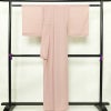 盛夏 色無地 しつけ糸付き 一つ紋付き ポリエステル その他の柄 単衣仕立て 身丈158cm 裄丈64.5cm リサイクル着物 着物 薄物 ピンク_画像2