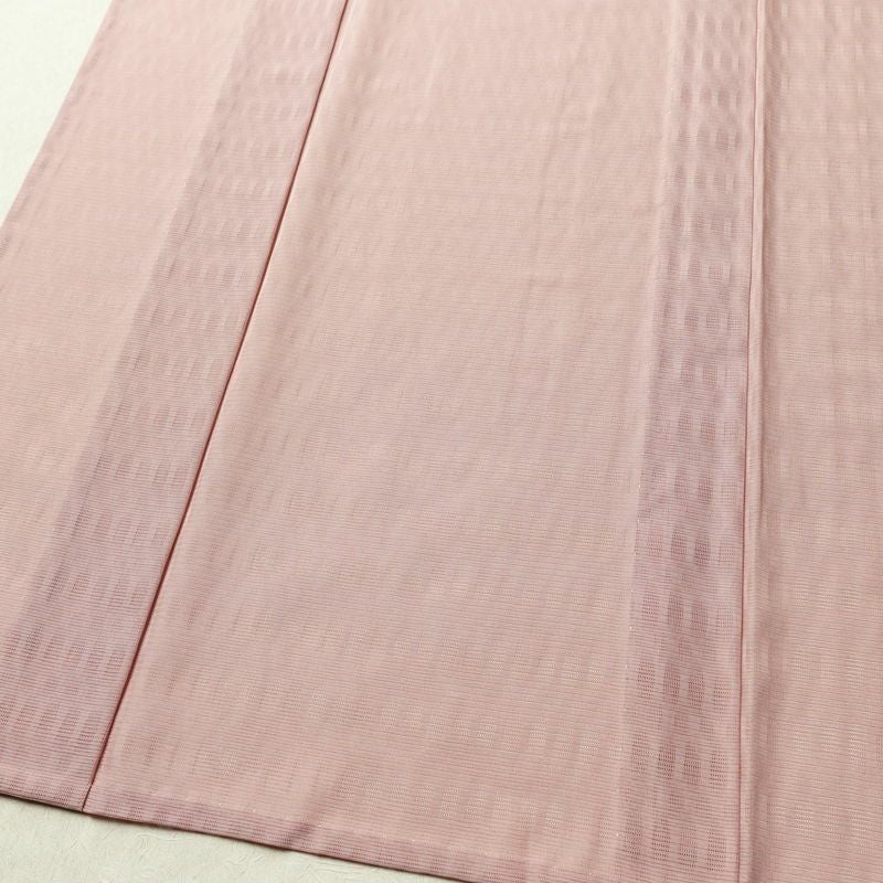 盛夏 色無地 しつけ糸付き 一つ紋付き ポリエステル その他の柄 単衣仕立て 身丈158cm 裄丈64.5cm リサイクル着物 着物 薄物 ピンク_画像4