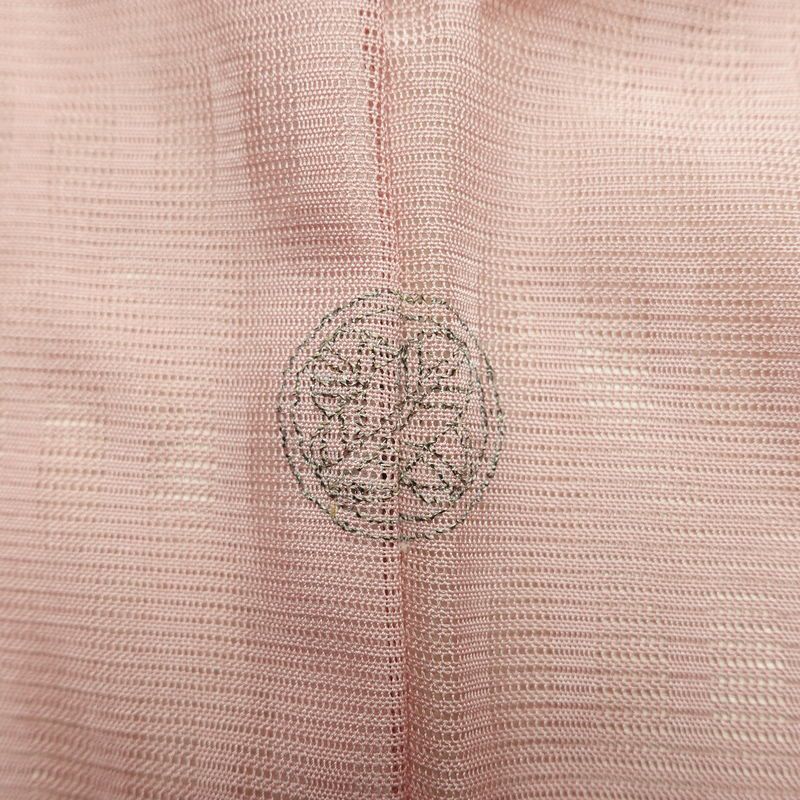 盛夏 色無地 しつけ糸付き 一つ紋付き ポリエステル その他の柄 単衣仕立て 身丈158cm 裄丈64.5cm リサイクル着物 着物 薄物 ピンク_画像11