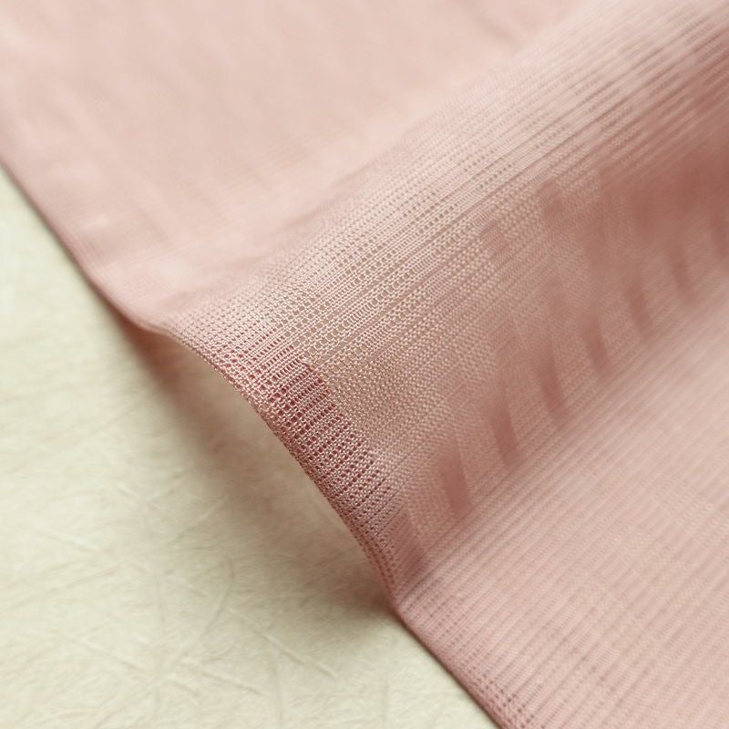 盛夏 色無地 しつけ糸付き 一つ紋付き ポリエステル その他の柄 単衣仕立て 身丈158cm 裄丈64.5cm リサイクル着物 着物 薄物 ピンク_画像20