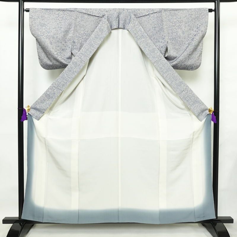 小紋 織柄小紋 正絹 古典柄 袷仕立て 身丈160cm 裄丈63.5cm リサイクル着物 着物 洒落 おしゃれ 青・紺_画像3