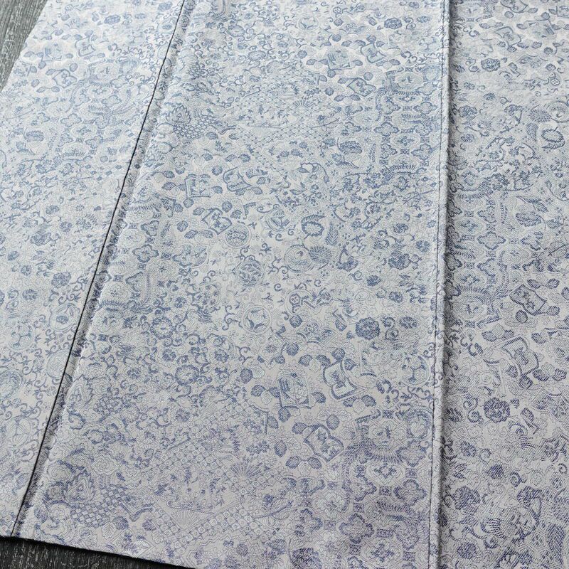 小紋 織柄小紋 正絹 古典柄 袷仕立て 身丈160cm 裄丈63.5cm リサイクル着物 着物 洒落 おしゃれ 青・紺_画像4