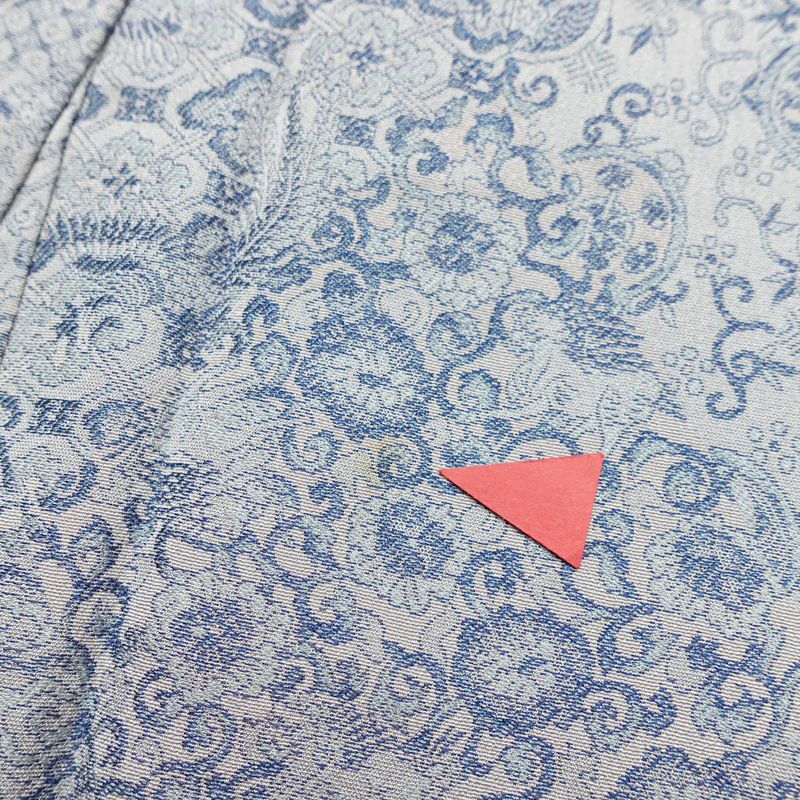 小紋 織柄小紋 正絹 古典柄 袷仕立て 身丈160cm 裄丈63.5cm リサイクル着物 着物 洒落 おしゃれ 青・紺_画像14