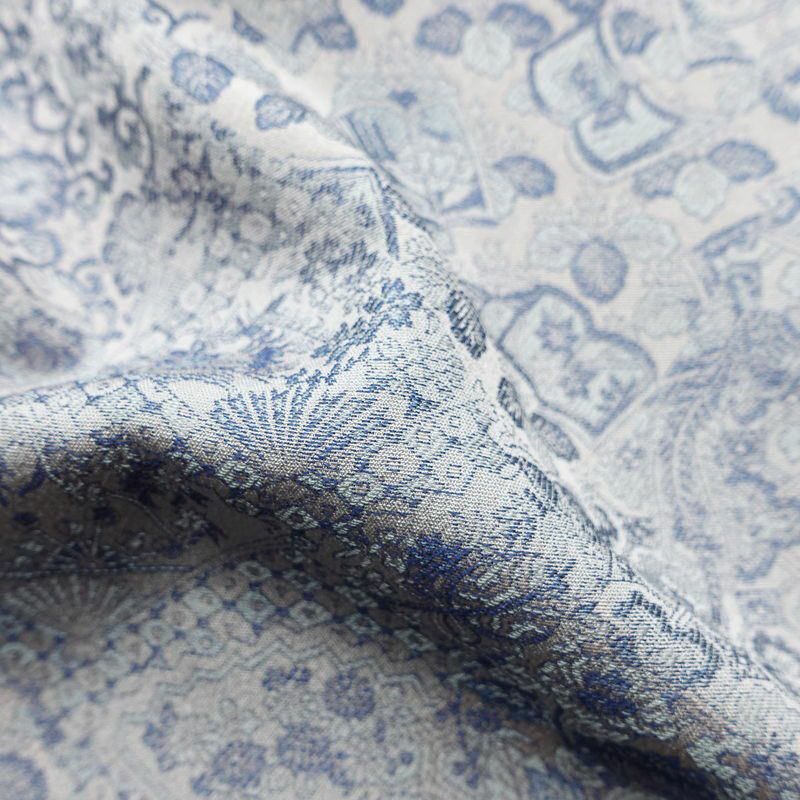 小紋 織柄小紋 正絹 古典柄 袷仕立て 身丈160cm 裄丈63.5cm リサイクル着物 着物 洒落 おしゃれ 青・紺_画像21