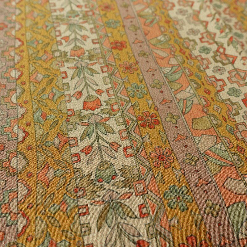 小紋 縮緬 総柄 ポリエステル 縞柄・線柄 袷仕立て 身丈161cm 裄丈65.5cm リサイクル着物 着物 多色使い_画像8