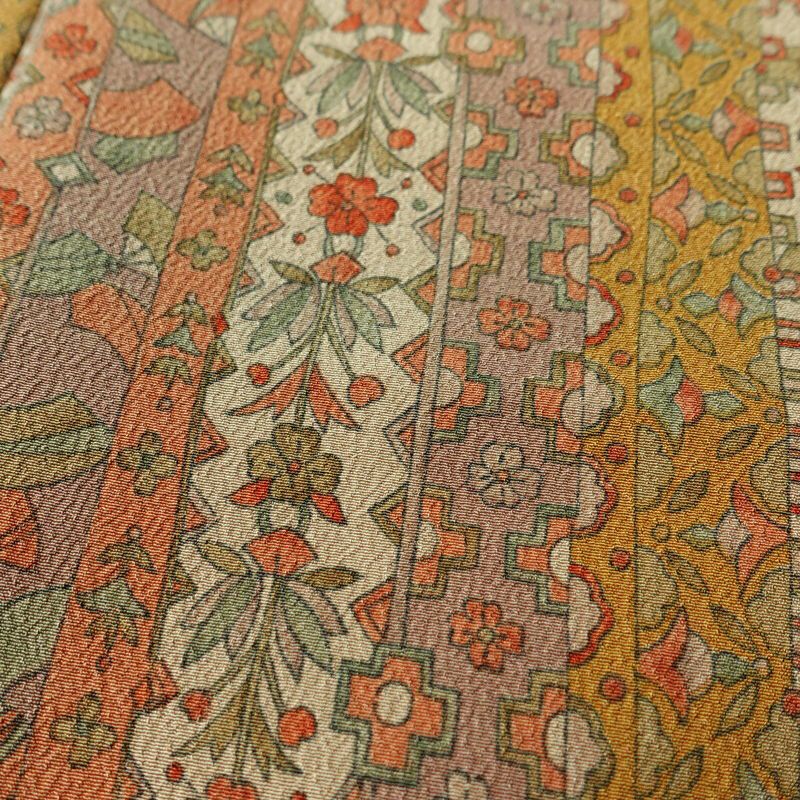 小紋 縮緬 総柄 ポリエステル 縞柄・線柄 袷仕立て 身丈161cm 裄丈65.5cm リサイクル着物 着物 多色使い_画像9