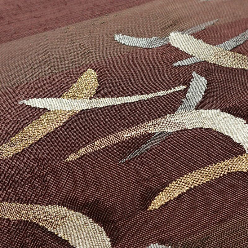 名古屋帯 太鼓柄 良品 正絹 幾何学柄・抽象柄 松葉仕立て なごや帯 リサイクル帯 帯 小豆・エンジ_画像3