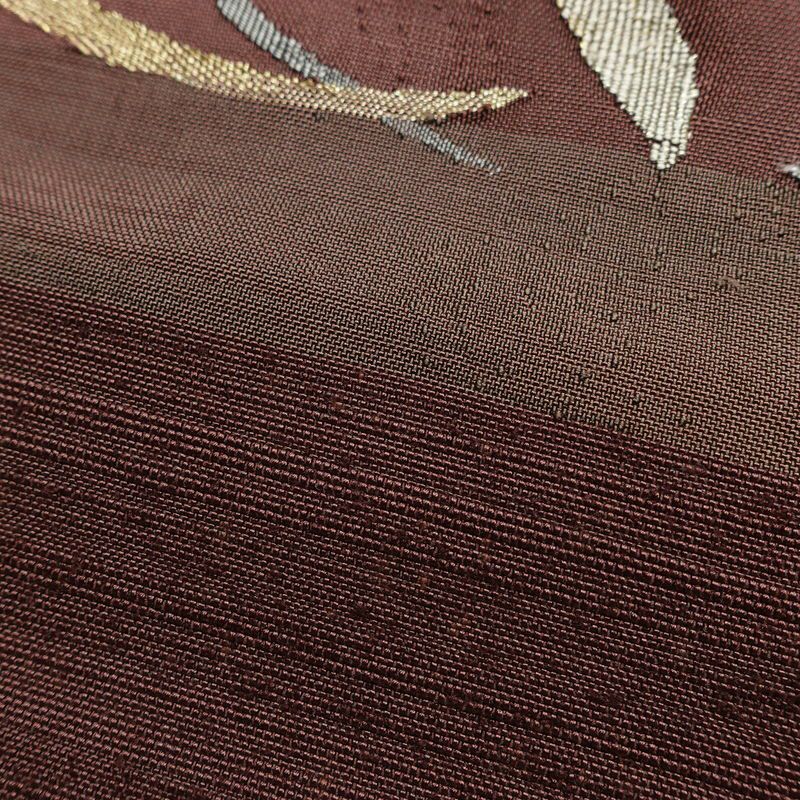 名古屋帯 太鼓柄 良品 正絹 幾何学柄・抽象柄 松葉仕立て なごや帯 リサイクル帯 帯 小豆・エンジ_画像4