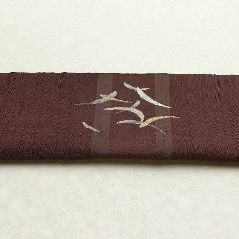 名古屋帯 太鼓柄 良品 正絹 幾何学柄・抽象柄 松葉仕立て なごや帯 リサイクル帯 帯 小豆・エンジ_画像14