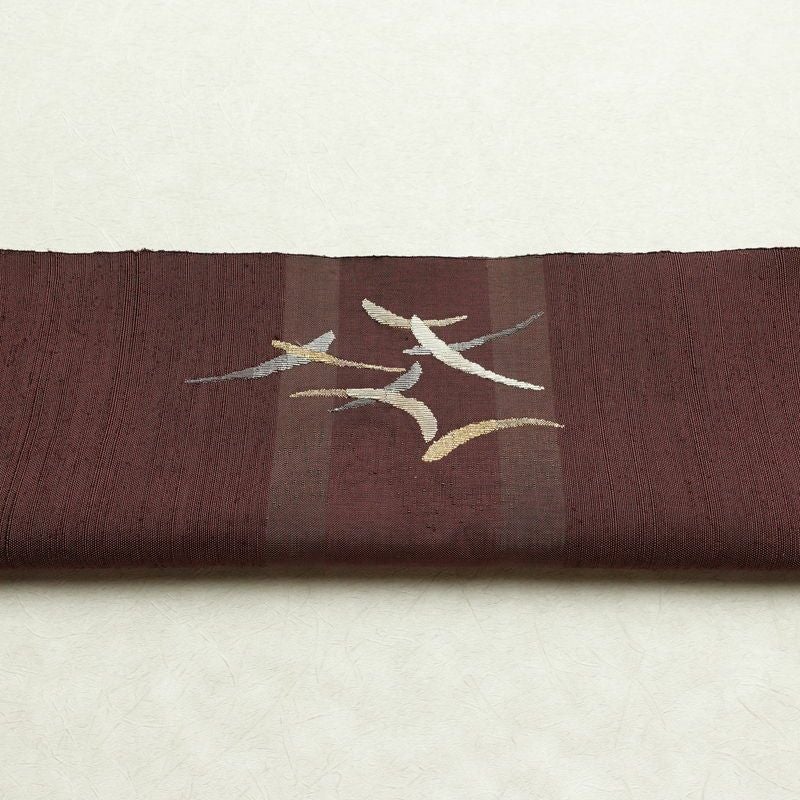 名古屋帯 太鼓柄 良品 正絹 幾何学柄・抽象柄 松葉仕立て なごや帯 リサイクル帯 帯 小豆・エンジ_画像15