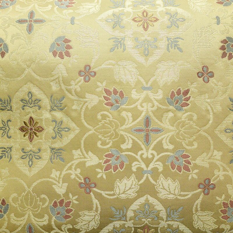 名古屋帯 六通柄 正絹 木の葉・植物柄 名古屋仕立て なごや帯 リサイクル帯 帯 金糸 ベージュ_画像2