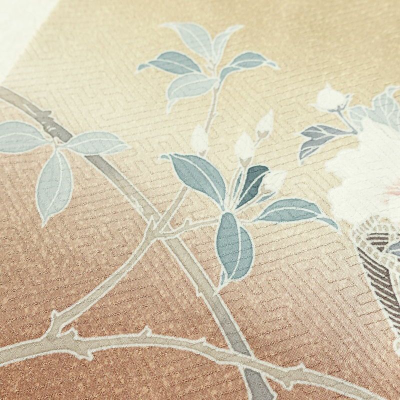 訪問着 良品 綸子 正絹 花柄 袷仕立て 身丈163.5cm 裄丈66cm リサイクル着物 着物 入学式 卒業式 七五三 お宮参り フォーマル ベージュ_画像9