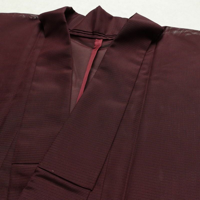 盛夏 色無地 良品 夏用 絽 ポリエステル 無地 単衣仕立て 身丈156.5cm 裄丈63.5cm リサイクル着物 着物 薄物 お茶会 シンプル 紫・藤色_画像16