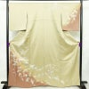 訪問着 良品 正絹 古典柄 袷仕立て 身丈164cm 裄丈68cm リサイクル着物 着物 箔 入学式 卒業式 七五三 お宮参り 盛り上げ箔 フォーマル 松 菊 ベージュ_画像1
