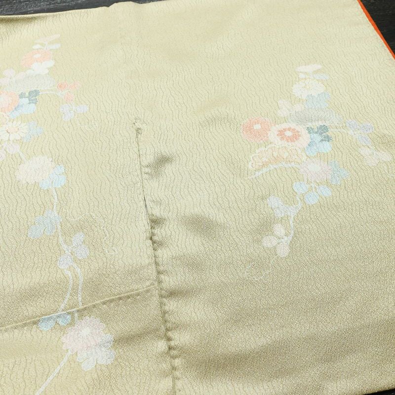 訪問着 良品 正絹 古典柄 袷仕立て 身丈164cm 裄丈68cm リサイクル着物 着物 箔 入学式 卒業式 七五三 お宮参り 盛り上げ箔 フォーマル 松 菊 ベージュ_画像15