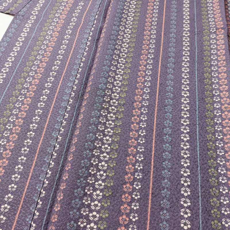小紋 総柄 正絹 縞柄・線柄 袷仕立て 身丈156.5cm 裄丈64cm リサイクル着物 着物 紫・藤色_画像5
