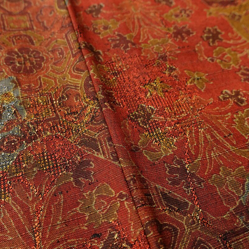 単衣 紬 バチ衿仕立て 正絹 幾何学柄・抽象柄 単衣仕立て 身丈157.5cm 裄丈63cm リサイクル着物 着物 カジュアル 多色使い_画像12