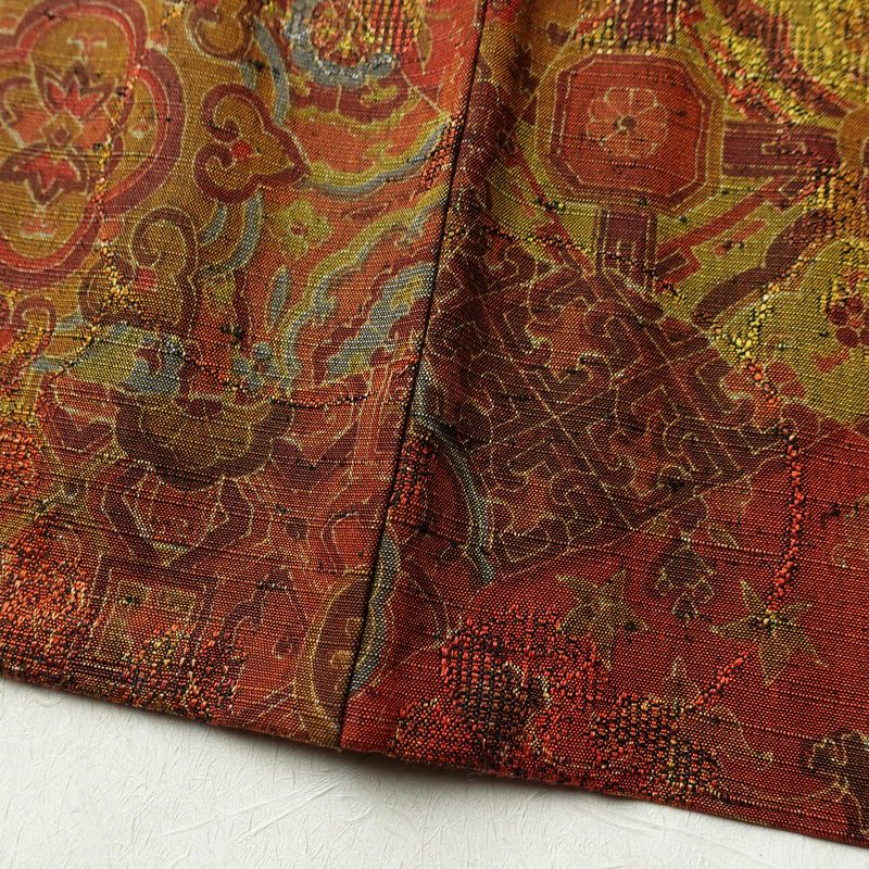 単衣 紬 バチ衿仕立て 正絹 幾何学柄・抽象柄 単衣仕立て 身丈157.5cm 裄丈63cm リサイクル着物 着物 カジュアル 多色使い_画像13