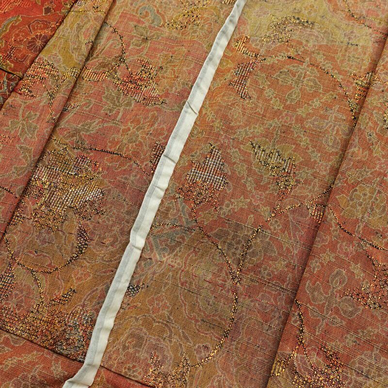 単衣 紬 バチ衿仕立て 正絹 幾何学柄・抽象柄 単衣仕立て 身丈157.5cm 裄丈63cm リサイクル着物 着物 カジュアル 多色使い_画像18