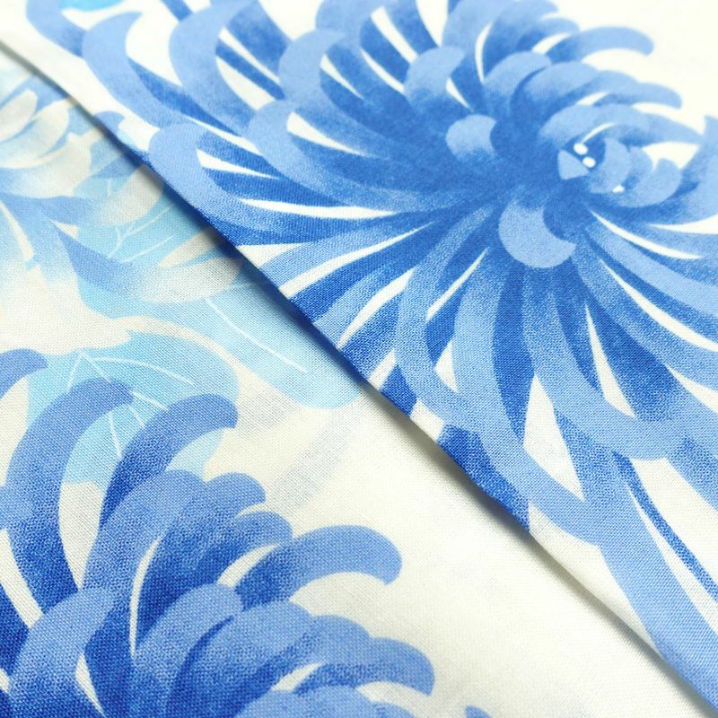 新品 浴衣 帯 2点セット 女性用 綿 平織 古典柄 浴衣 半幅帯 未使用品 乱菊 ブルー_画像13