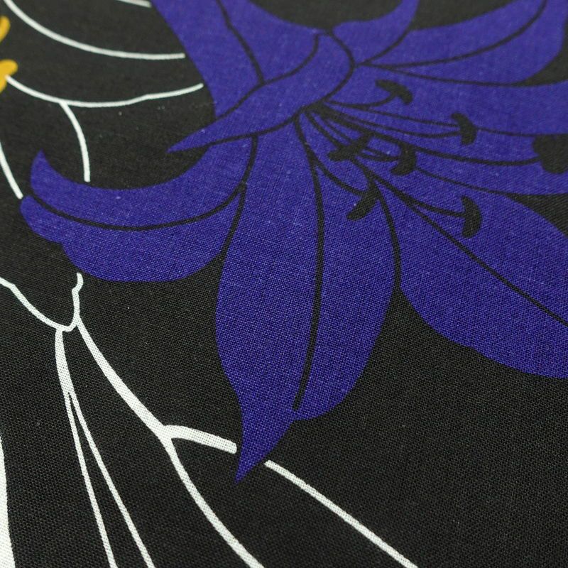 新品 浴衣 帯 2点セット 女性用 綿 平織 古典柄 浴衣 半幅帯 未使用品 百合 黒_画像7