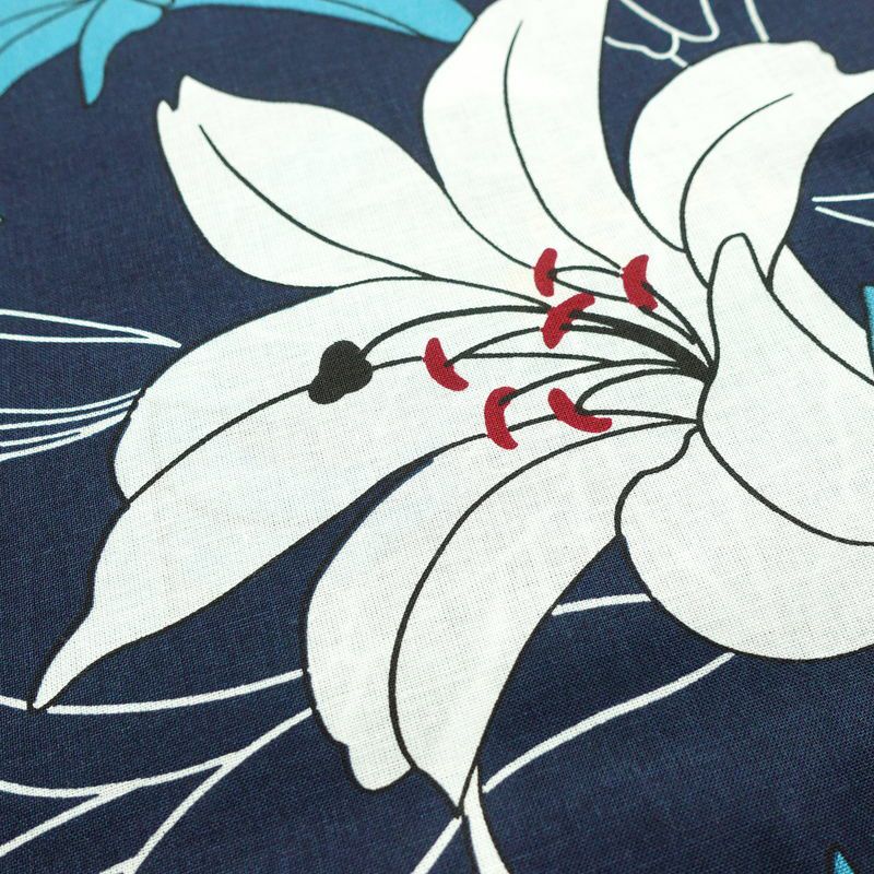 新品 浴衣 帯 2点セット 女性用 綿 平織 古典柄 浴衣 半幅帯 未使用品 百合 紺_画像7