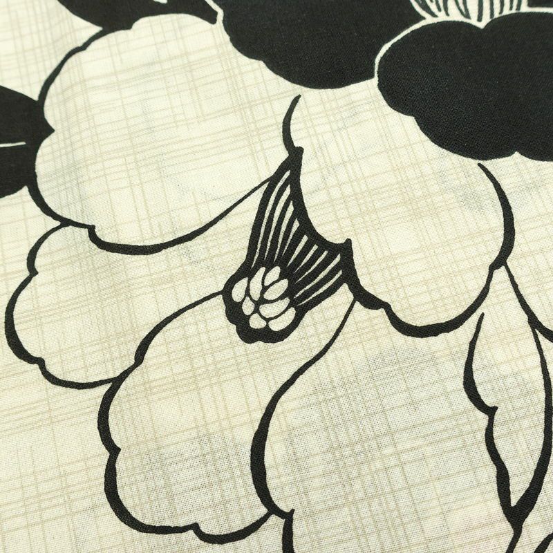 新品 浴衣 帯 2点セット 女性用 綿 平織 古典柄 浴衣 半幅帯 未使用品 椿 白黒 しっとり_画像6