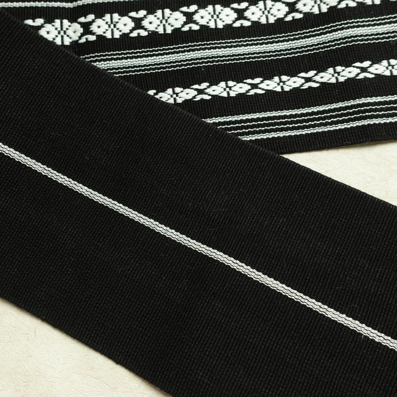 新品 綿角帯 献上柄 男帯 かくおび 手結び 袴下 浴衣 帯 メンズ 未使用品 黒_画像8