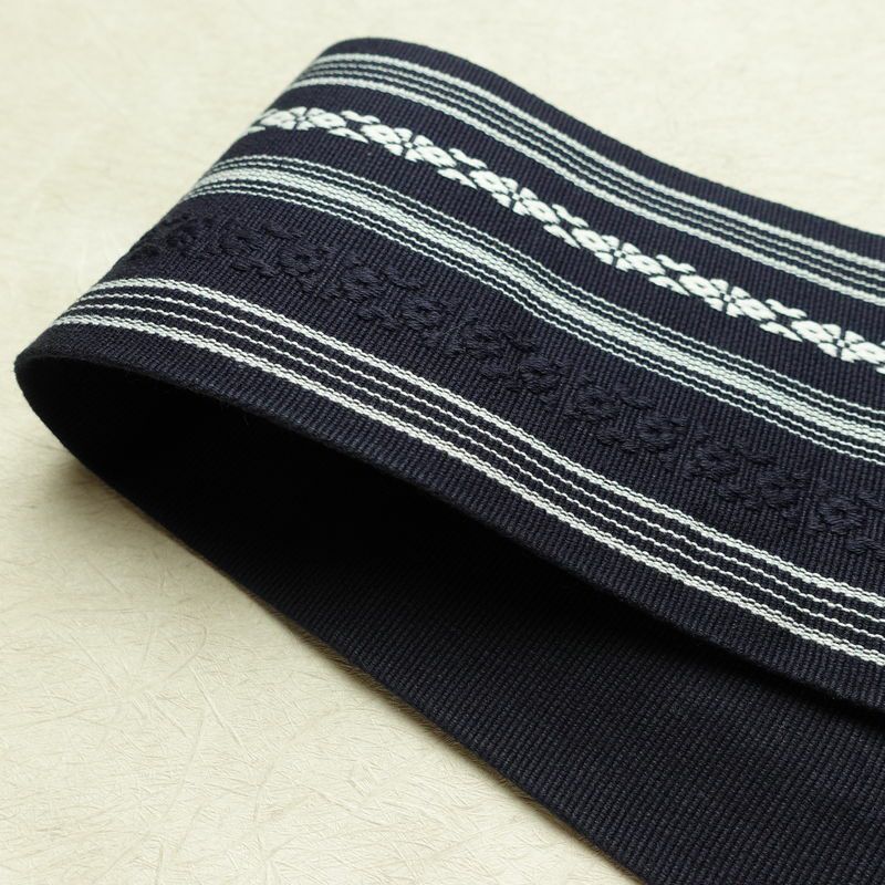 新品 綿角帯 献上柄 男帯 かくおび 手結び 袴下 浴衣 帯 メンズ 未使用品 紺_画像12