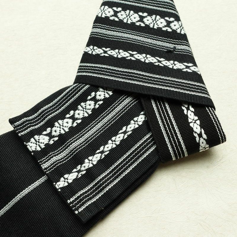 新品 男性用 帯 ワンタッチ角帯 献上柄 角帯 ワンタッチ 浴衣 袴下 かくおび 未使用品 黒_画像7